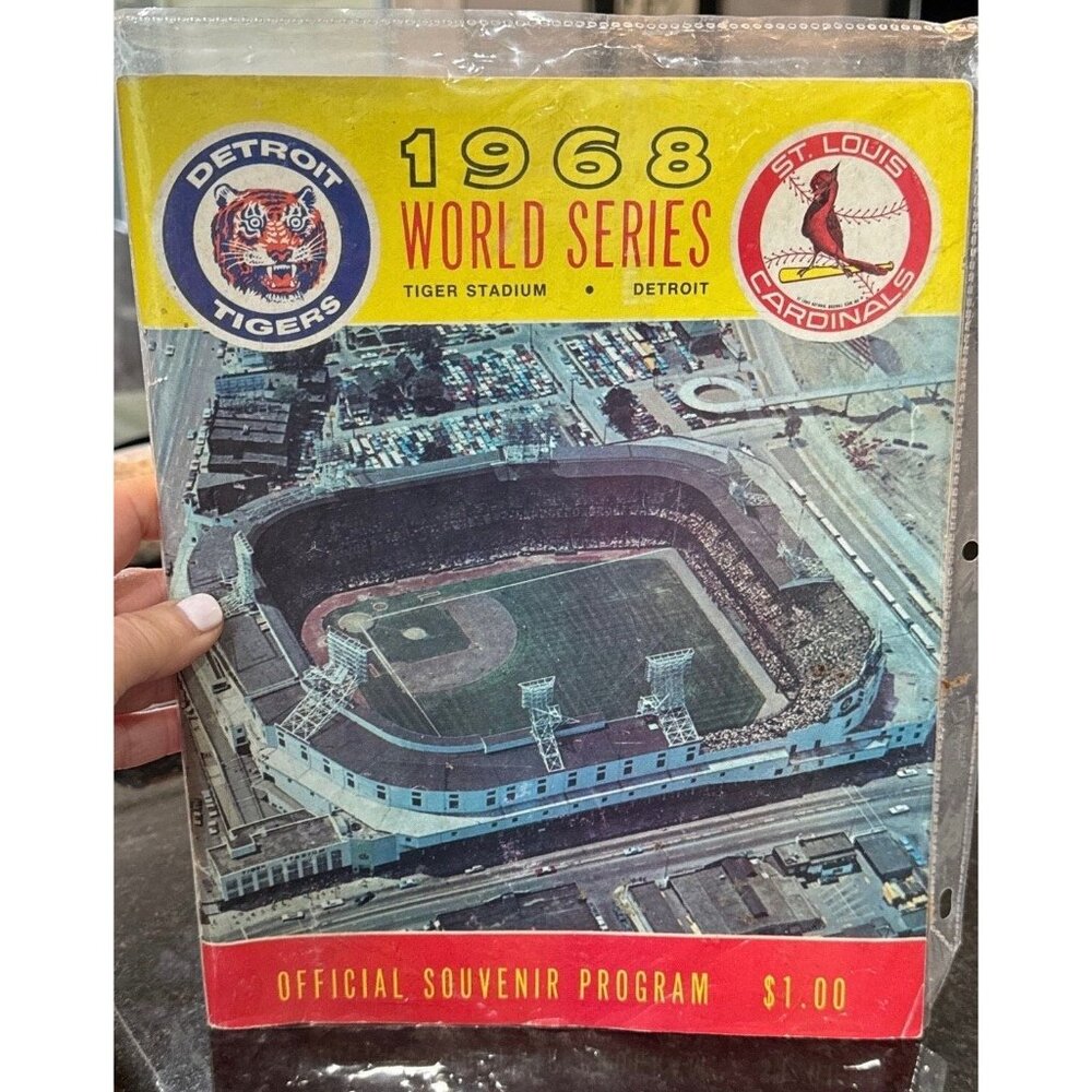 Vintage Detroit Tigers 1968 World Series Program In Plastic Sleeve